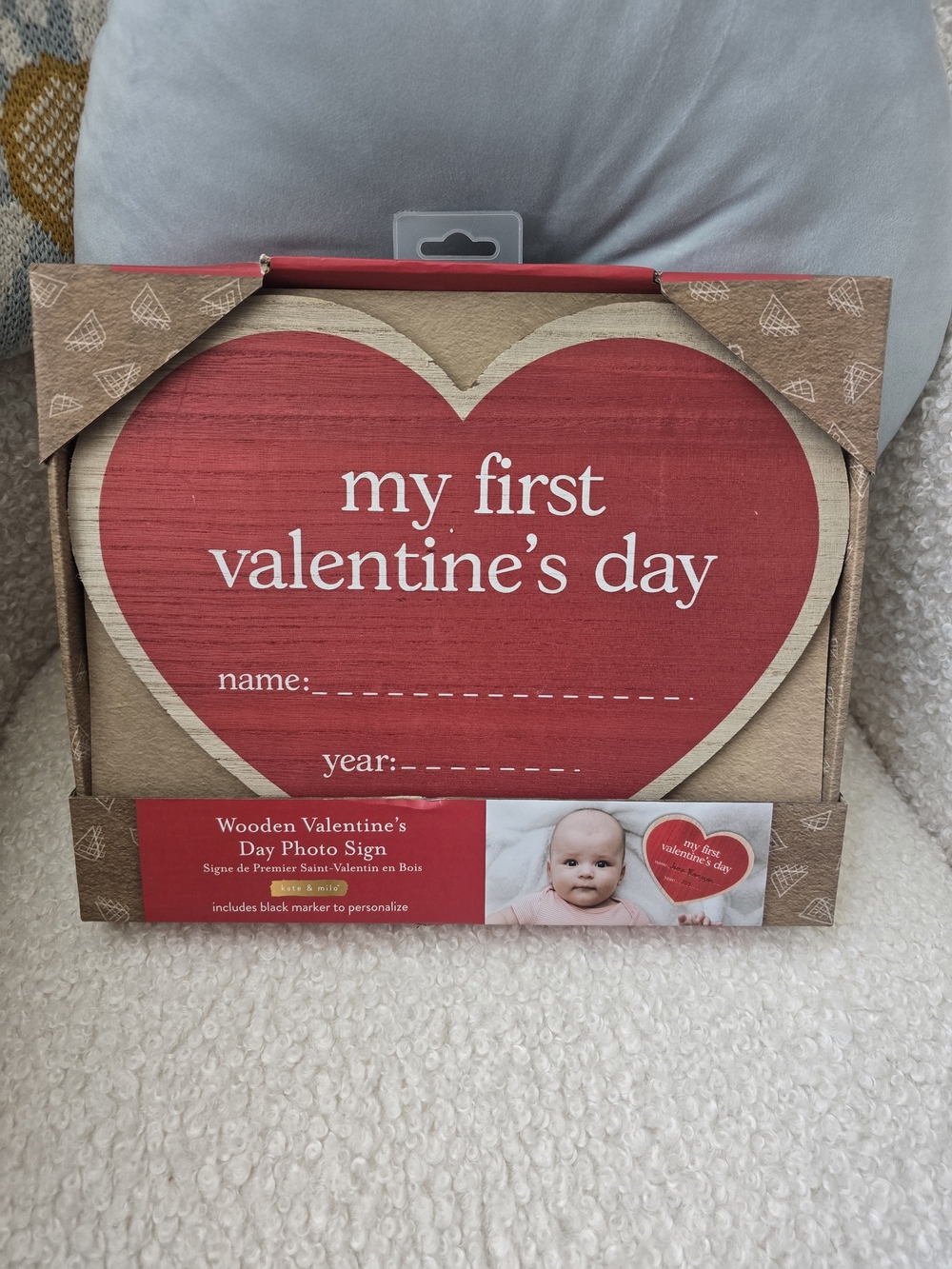 My First Valentine's Day Wooden Photo Sign - Red Heart